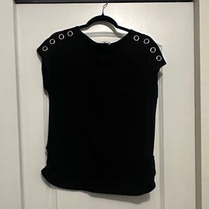 Silver Eyelet Detail Black Corporate Goth Top